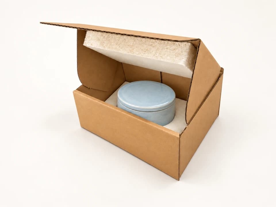 Fibu mailer box with foam cushioning in lid and base